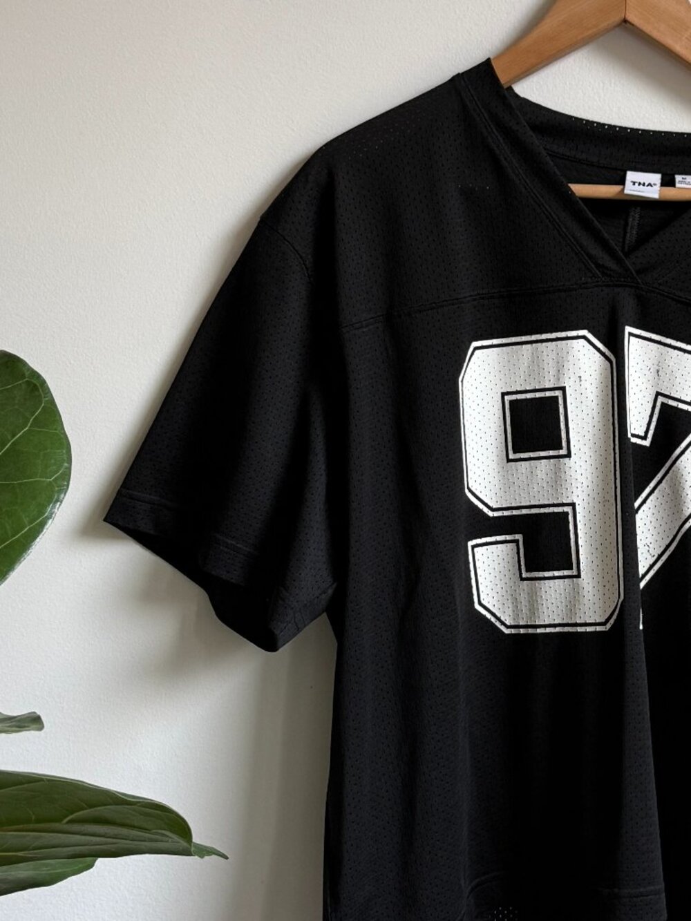 Aritzia TNA Black Mesh 97 Oversized Jersey Top Size M